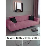Jakarlı Koltuk Kanepe Chester Örtüsü Koltuk Kılıfı 3 Kişilik Bir Adet - 180 x 230 cm - Pembe
