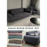 Jakarlı Koltuk Örtüsü , Kanepe Örtüsü ,chester Örtüsü Antrasit
