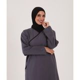 Jakarlı Kumaş Tesbih Hediyeli Namaz Elbisesi - Gri - 3XL