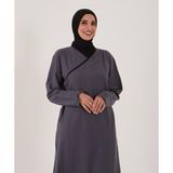 Jakarlı Kumaş Tesbih Hediyeli Namaz Elbisesi - Gri - XL