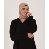 Jakarlı Kumaş Tesbih Hediyeli Namaz Elbisesi - Siyah