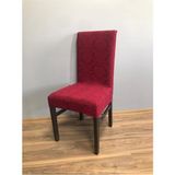 Jakarlı Kumaşlı Lastikli Eteksiz 6'lı Sandalye Örtüsü - 180 x 230 cm - Bordo