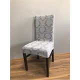 Jakarlı Kumaşlı Lastikli Eteksiz 6'lı Sandalye Örtüsü - 180 x 230 cm - Gri