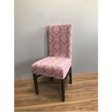 Jakarlı Kumaşlı Lastikli Eteksiz 6'lı Sandalye Örtüsü - 180 x 230 cm - Pembe
