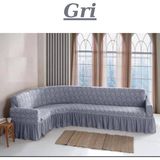 Jakarlı L Köşe Koltuk Örtüsü. 7 Kişilik, Esnek, Yıkanabilir Köşe Koltuk Kılıfı. Toplam Uzunluk 550CM - 450 x 550 cm - Gri