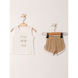 Jakarlı Örme Atlet Şort Takım | Erkek Bebek Yazlık 2'li Set | 3-24 Ay | KD53422 - Kahverengi - 18 - 24 Ay