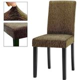 Jakarli Sandalye Örtüsü Çubuk Desen Yüksek Esnekli Sandalye Kılıfı( 6ADET) - 45 x 45 cm - Kahve