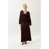 Jakarlı Saten Etek Bordo - 40
