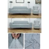 Jakarlı Sehra Desen 3 3 1 1 Gri Lastikli Kanepe Örtüsü | Lastikli Koltuk Örtüsü | koltuk kılıfı Takımı - 180 x 230 cm