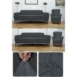 Jakarlı Sehra Desen 3 3 1 1 Lastikli Kanepe Örtüsü | Lastikli Koltuk Örtüsü | Koltuk Kılıfı Takımı - Antrasit - 180 x 230 cm