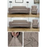 Jakarlı Sehra Desen 3 3 1 1 Lastikli Kanepe Örtüsü | Lastikli Koltuk Örtüsü | koltuk kılıfı Takımı - Kahve - 180 x 230 cm