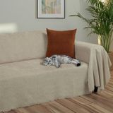 Jakarlı Şönil Koltuk Örtüsü Çekyat Örtüsü Koltuk Şalı 175x300 Kaymaz Camel Camel