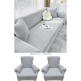 Jakarlı Tuğla Desen 3311 Koltuk Örtüsü Çekyat Kanepe Kılıfı Lastikli Kayma Yapmayan - 180 x 230 cm - Açık Gri