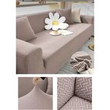 Jakarlı Tuğla Desen Streç Lastikli 3 kişilik Koltuk Örtüsü koltuk kılıfı Esnek Kanepe Çekyat Kılıfı - Vizon - 180 x 230 cm