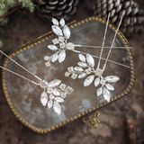 Jakawin Crystal Bride Düğün Saç İğneleri Gümüş Saç Parçası Gelin Çiçeği Saç Aksesuarları Kadınlar ve Kızlar için HP130 (Gümüş)