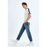 JAKE Loose Tapered Fit Orta İndigo Erkek Jean Pantolon - Mavi - 31 / 32