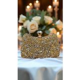 Jale Kadın Şık Altın Kol Ve Omuz Clutch Portföy Taşlı Abiye Çanta