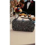 Jale Kadın Şık Antrasit Kol Ve Omuz Clutch Portföy Taşlı Abiye Çanta