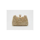Jale Kadın Şık Beyaz Doğal Taşlı Kol Ve Omuz Clutch Portföy Taşlı Abiye Çanta
