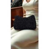 Jale Kadın Şık Kol Ve Omuz Clutch Portföy Siyah Altın Kasalı Taşlı Abiye Çanta