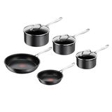 Jamie Oliver By Tefal Cook's Direct Tencere Seti, 5 Parça, İndüksiyona Ve Fırına Uygun Tava Seti, Dayanıklı Yapışmaz Kaplama, Sert Eloksal Malzeme, Termal Sinyal, Siyah, E017s555