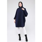Jamila Oversize Kapüşonlu Mevsimlik Panço - Yağmurluk