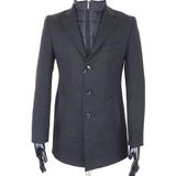 Jan Carlucci Erkek - Slim Fit - Antrasit - Çıkmalı Ceket Yaka - Içi Kapitoneli -Tek Yırtmaç - Dizüstü Kaşe Kaban - 58