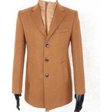 Jan Carlucci Erkek - Slim Fit - Camel- Çıkmalı Ceket Yaka - Içi Kapitoneli -Tek Yırtmaç - Dizüstü Kaşe Kaban - 48