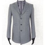 Jan Carlucci Erkek - Slim Fit - Gri - Çıkmalı Ceket Yaka - Içi Kapitoneli -Tek Yırtmaç - Dizüstü Kaşe Kaban - 58