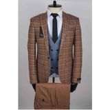 Jan Carlucci Kombinli Slimfit Drop 6 Takım Elbise - 50 - 6 Drop - Kahverengi