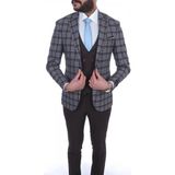 Jan Carlucci Kombinli Slimfit Yelekli Takım Elbise - 50 - 6 Drop - Kahverengi