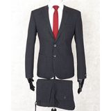 Jan Carlucci Slim Fit Beli Lastikli-Yarım Astar-Mono Yaka-Çift Yırtmaç Antrasit Torba Cep Drop 6 Takım Elbise - 54