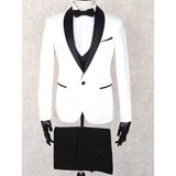 Jan Carlucci Slim Fit Şal Yaka-Çift Yırtmaç Beyaz Drop 6 Damatlık Smokin - Full Set Yelek, Gömlek, Papyon