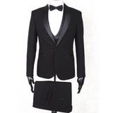 Jan Carlucci Slim Fit Şal Yaka-Çift Yırtmaç Siyah Drop 6 Damatlık Smokin - Full Set Yelek, Gömlek, Papyon