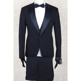 Jan Carlucci Slim Fit Saten Sivri Yaka-Çift Yırtmaç Lacivert Drop 6 Damatlık Smokin - Full Set Yelek, Gömlek, Papyon - 56