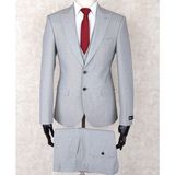 Jan Carlucci Slim Fit Sivri Yaka Çift Yırtmaç Açık Gri Drop 6 Yelekli Takım Elbise - 50 - 6 Drop