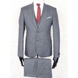 Jan Carlucci Slim Fit Sivri Yaka-Çift Yırtmaç Açık Gri Drop 6 Yelekli Takım Elbise - 52
