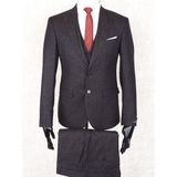 Jan Carlucci Slim Fit Sivri Yaka-Çift Yırtmaç Kahverengi Drop 6 Yelekli Takım Elbise - 52