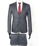 Jan Carlucci Slim Fit Sivri Yaka-Çift Yırtmaç Koyu Gri Drop 6 Yelekli Takım Elbise - 58 - 6 Drop