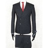 Jan Carlucci Slim Fit Sivri Yaka-Çift Yırtmaç Siyah Kareli Kruvaze Drop 6 Takım Elbise - 58