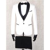 Jan Carlucci Slimfit Beyaz Şal Yaka Damatlık Takım Ceket - Yelek - Pantolon - Gömlek - Papyon - 56 - 6 Drop