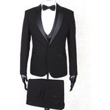 Jan Carlucci Slimfit Siyah Şal Yaka Damatlık Takım Ceket - Yelek - Pantolon - Gömlek - Papyon - 58 - 6 Drop