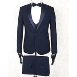 Jan Carlucci Slimfit Siyah Şal Yaka Damatlık Takım Ceket - Yelek - Pantolon - Gömlek - Papyon - Lacivert - 52 - 6 Drop