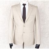 Jan Carlucci Yazlık Iki Düğme-Yarım Astar- Slimfit Drop 6 Ceket-Açık Taş Rengi - 50 - 6 Drop