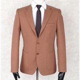 Jan Carlucci Yazlık Iki Düğme-Yarım Astar- Slimfit Drop 6 Ceket-Mercan Rengi - 56 - 6 Drop - Kiremit