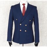 Jan Carlucci Yazlık Kruvaze -Yarım Astar- Metal Düğme Slimfit Drop 6 Ceket-Lacivert - 50 - 6 Drop