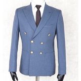 Jan Carlucci Yazlık Kruvaze -Yarım Astar- Metal Düğme Slimfit Drop 6 Ceket-Mavi - 50 - 6 Drop