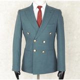 Jan Carlucci Yazlık Kruvaze -Yarım Astar- Metal Düğme Slimfit Drop 6 Ceket-Yeşil - 50 - 6 Drop
