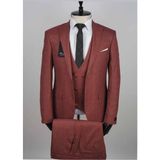 Jan Carlucci Yelekli Slimfit Drop 6 Takım Elbise - 54 - 6 Drop - Bordo