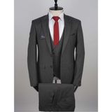Jan Carlucci Yelekli Slimfit Drop 6 Takım Elbise - 56 - 6 Drop - Koyu Gri
